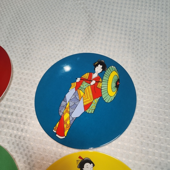 PIER ONE EUC SET OF 4 CERAMIC GEISHA STONEWARE PLATE SET NEVER USED - Picture 6 of 11